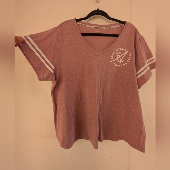 Aeropostale Pink V-Neck T-Shirt - Picture 3 of 6